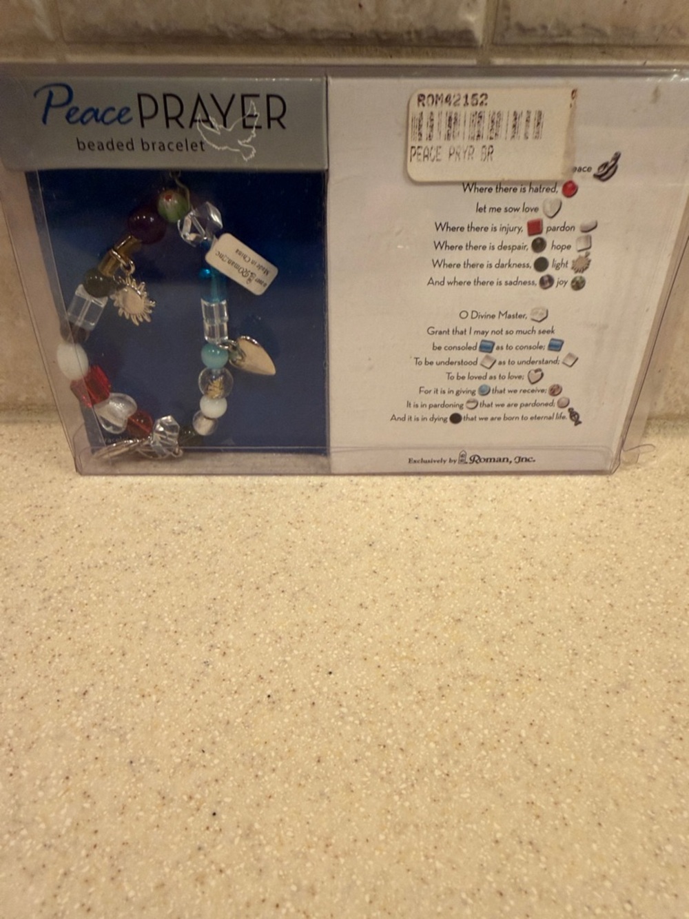 NWT-Peace Prayer Multicolor Beaded Charm Bracelet